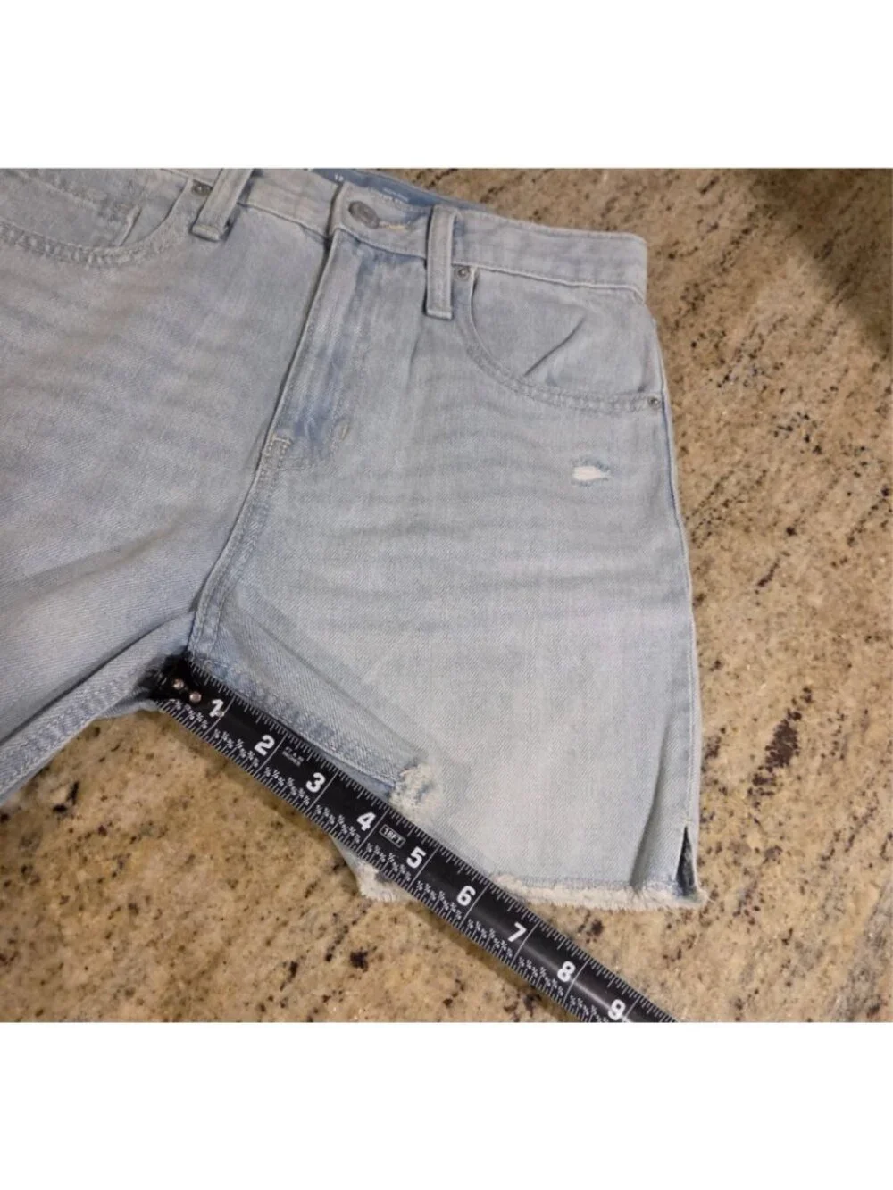 Old Navy Girls 12 Jean Shorts Slouchy Straight Cut Off Embroider Edgar Allen Po